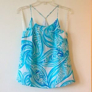 Lilly Pulitzer NWT silk blue, white lined cami, XS